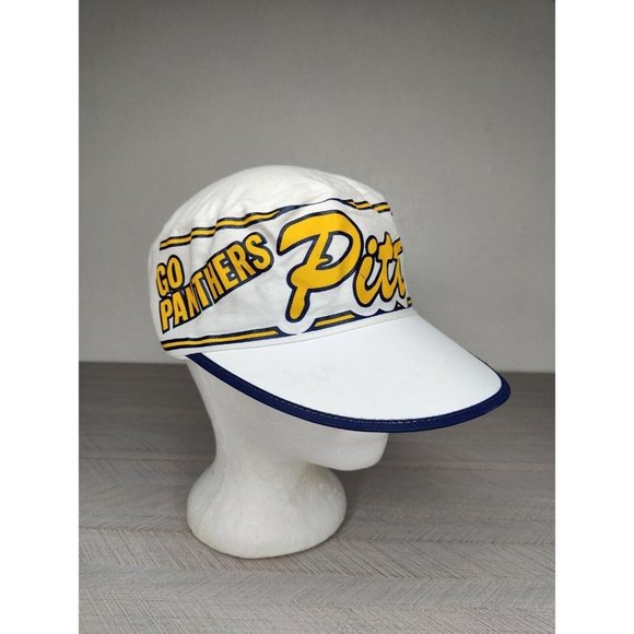 Vintage 80s Pitt Panthers Pittsburgh Painters Cap Hat AJD Size M-L USA Made - Picture 9 of 11